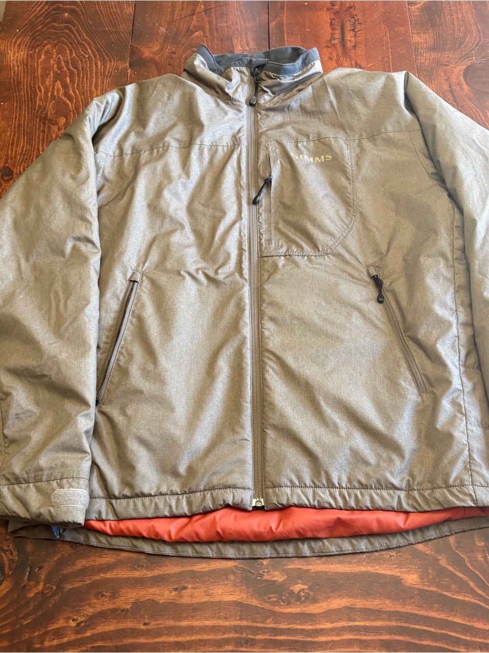 Simms Men’s Tan Fall Run Jacket with Salmon Lining